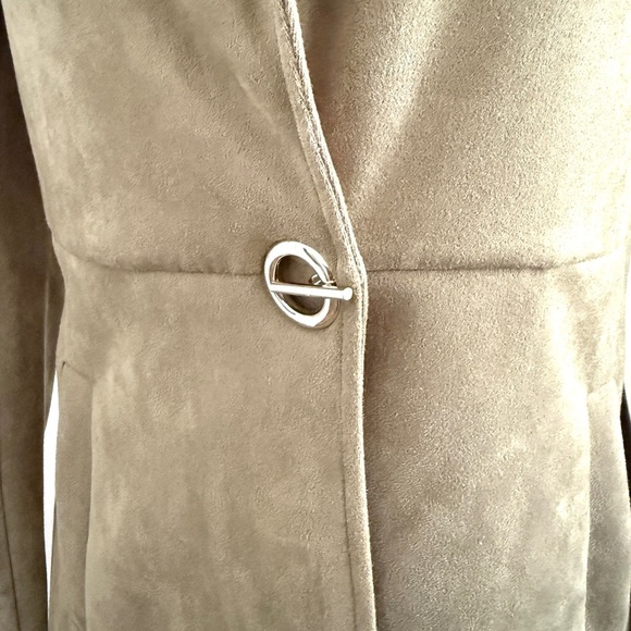 Anthropologie Solitaire Green Faux Suede Trench Coat Size Small - Picture 2 of 4